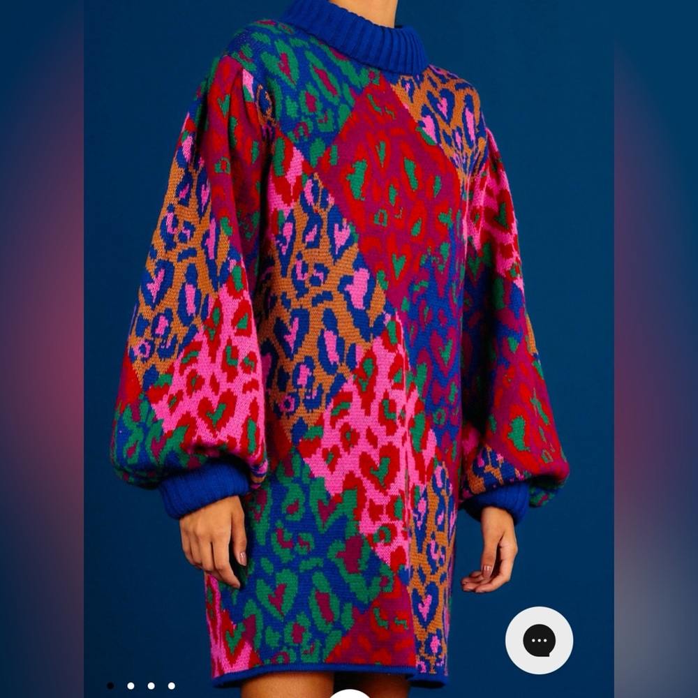 Mixed Leopard Pop Sweater Dress